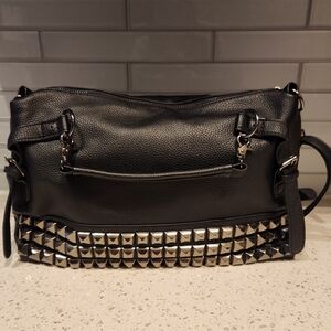Black Faux Leather Spike Punk Goth Witchy Purse Handbag